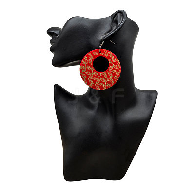 Wood & Alloy Dangle Earrings WGE92E0-01-1
