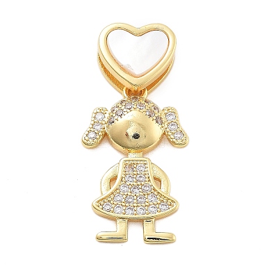 Golden Brass Micro Pave Cubic Zirconia Pendants KK-L209-100G-02-1