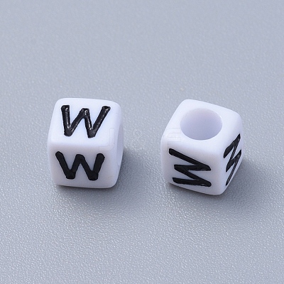 Acrylic Horizontal Hole Letter Beads PL37C9308-W-1