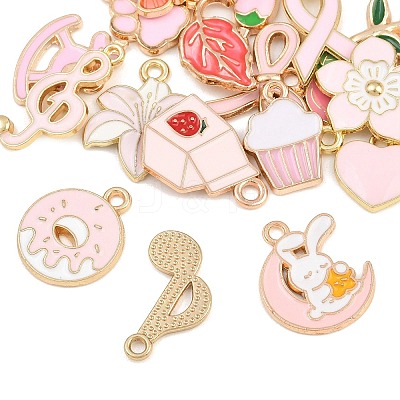 Pink Alloy Enamel Pendants AL-CBAABEF-02-1