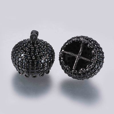 Brass Micro Pave Cubic Zirconia Pendants ZIRC-G132-48B-1