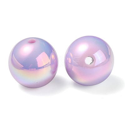 UV Plating Rainbow Iridescent Acrylic Beads PACR-E001-04E-1