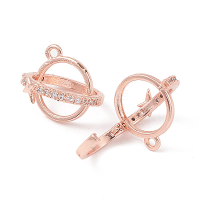 Rack Plating Brass Pave Clear Cubic Zirconia Bead Cage Pendants KK-G464-10RG-1