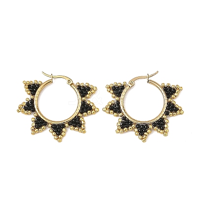 Glass Beaded Hoop Earrings EJEW-MZ00750-1