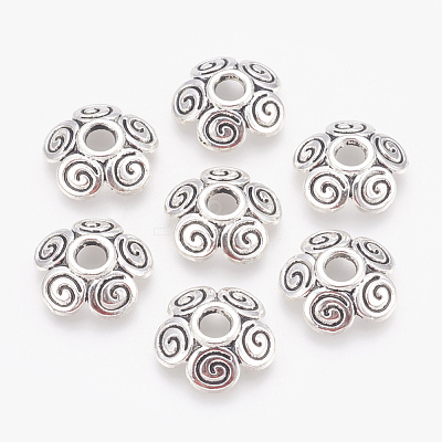 Antique Silver Alloy Bead Caps PALLOY-G131-55AS-AAA-1