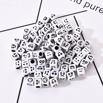 Craft White Acrylic Beads MACR-YW0001-13-1