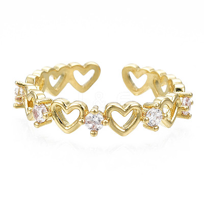 Exquisite Cubic Zirconia Heart Cuff Ring X-RJEW-N035-057-NF-1