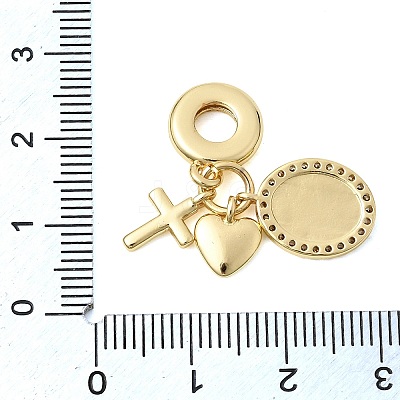Brass Micro Pave Clear Cubic Zirconia European Dangle Charms X-KK-Z150-10G-1
