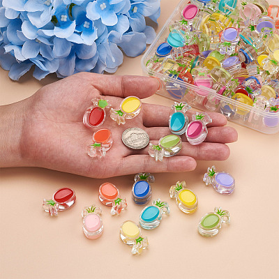 100Pcs 10 Colors Transparent Enamel Acrylic Beads TACR-CD0001-09-1