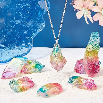 Electroplated Rough Raw Natural Quartz Beads G-NB0003-56-1