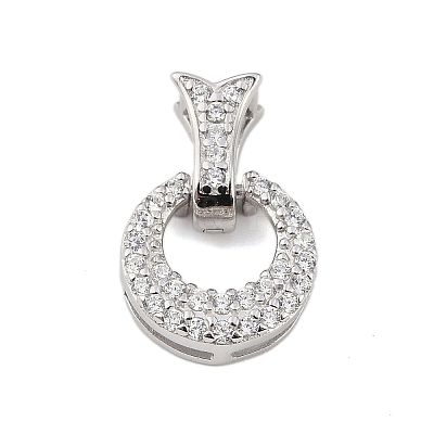 925 Sterling Silver Micro Pave Clear Cubic Zirconia Fold Over Clasps STER-P060-41P-1