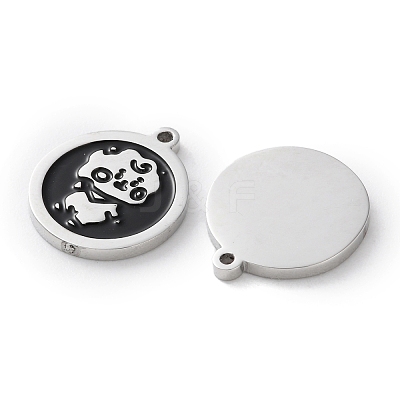 304 Stainless Steel Black Enamel Charms STAS-M102-17P-04-1