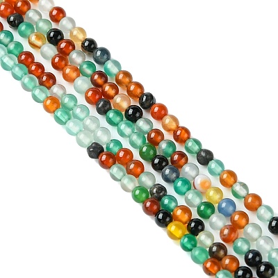 Natural Agate Round Bead Strands G-A130-3mm-K03-1