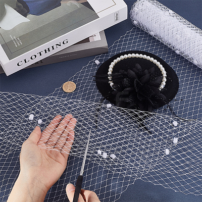Elastic Polyester Deco Mesh Ribbons DIY-GF0009-01B-1