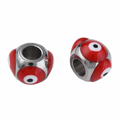 201 Stainless Steel Enamel Beads STAS-N087-59-01P-1