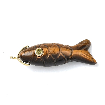 Natural Tiger Eye Carved Pendants G-P599-07G-03-1