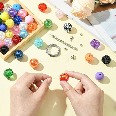 Round Opaque Acrylic Beads Kit OACR-CJC0002-05B-1