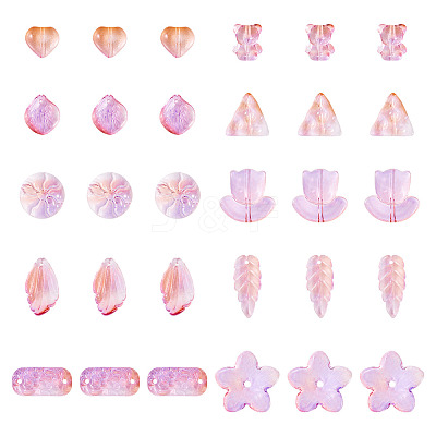 64Pcs Gradient Color Transparent Glass Beads GLAA-TA0003-48H-1