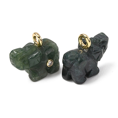 Natural Moss Agate Carved Pendants G-H357-01G-11-1