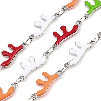 304 Stainless Steel Enamel Coral Link Chains CHS-F023-01H-P-1