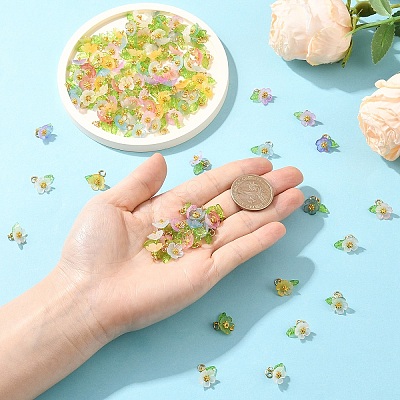 40Pcs 8 Colors Frosted Acrylic Pendants PALLOY-YW00177-1