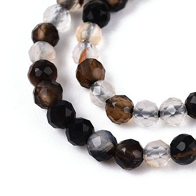 Natural Black Agate Beads Strands G-T143-09-1