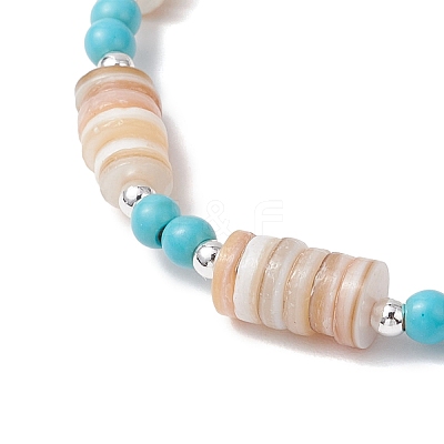 Natural Freshwater Shell Beaded Stretch Bracelets BJEW-JB11804-02-1