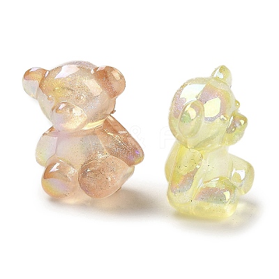 UV Plating Luminous Rainbow Iridescent Acrylic Beads LACR-R001-01A-1