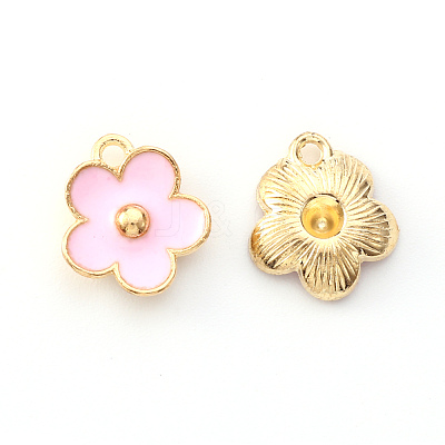 Light Gold Plated Alloy Enamel Pendants ENAM-R136-16B-1
