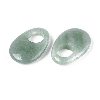 Natural Green Aventurine Large Hole Pendants G-N348-06B-05-1