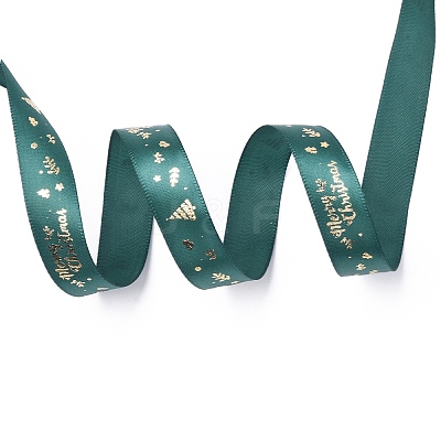 20 Yards Christmas Printed Polyester Satin Ribbon SRIB-P021-B02-1