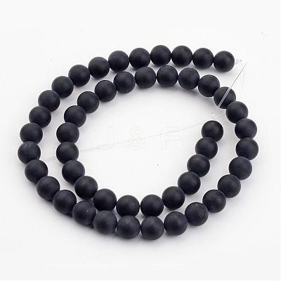 Dyed & Heated Natural Black Agate Bead Strands G-H056-4mm-1