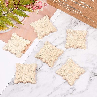 Natural Solid Wood Carved Onlay Applique Craft WOOD-FH0001-35-1