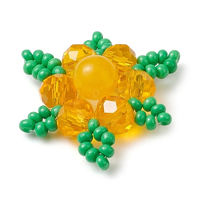Woven Natural Dyed Malaysia Jade & Glass Seed Beads Snowflake Multi-Strand Links PALLOY-MZ00319-02-1