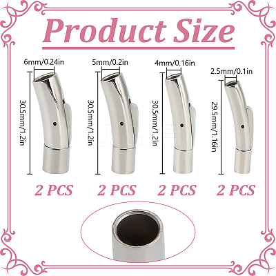 8Pcs 4 Styles Stainless Steel Bayonet Clasps STAS-DR0001-15P-1