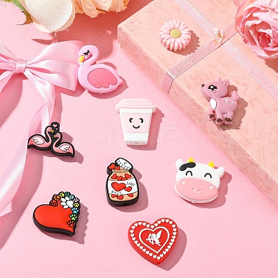 10Pcs 10 Styles Valentine's Day theme Food Grade Eco-Friendly Silicone Focal Beads SIL-YW0001-33-1