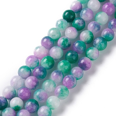 Dyed Natural White Jade Beads Strands G-I299-F02-6mm-1