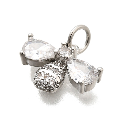Bees Brass Micro Pave Cubic Zirconia Charms KK-S508-47P-1