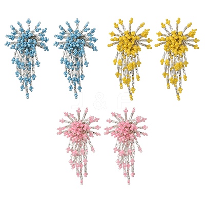 Glass Seed Beads Stud Earrings for Women EJEW-MZ00760-1