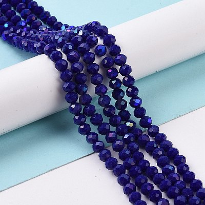 Electroplate Opaque Solid Color Glass Beads Strands EGLA-A034-P4mm-L12-1