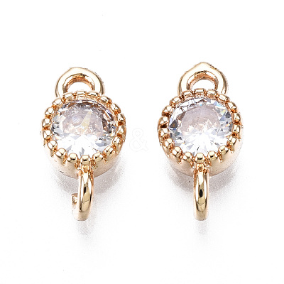 Brass Micro Pave Clear Cubic Zirconia Links Connectors KK-S359-145B-RS-1