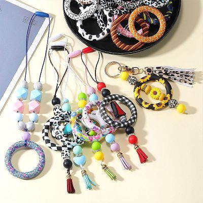 5Pcs Ring Food Grade Eco-Friendly Silicone Focal Beads JX893J-1