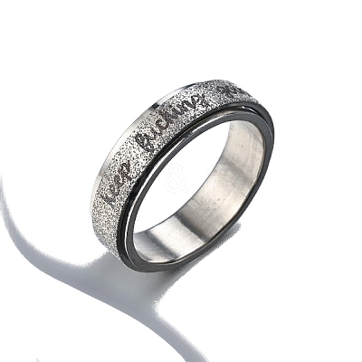 Non-Tarnish Word Keep Bucking Going 201 Stainless Steel Rotatable Finger Ring PW-WGD6AA8-09-1