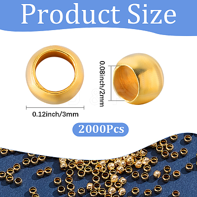 2000Pcs Brass Crimp Beads KK-SP0002-61G-1