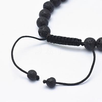 Natural Lava Rock Braided Bead Bracelets BJEW-F276-G05-1