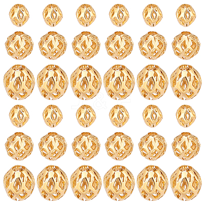 60Pcs 3 Style Long-Lasting Hollowed Plated Brass Beads KK-PH0006-81-1