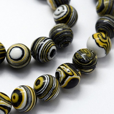 Synthetic Malachite Beads Strands G-I199-32-6mm-B-1