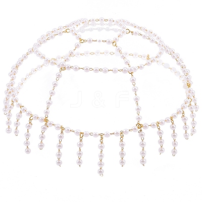Plastic Pearl Mesh Headbands OHAR-WH20007-07G-1
