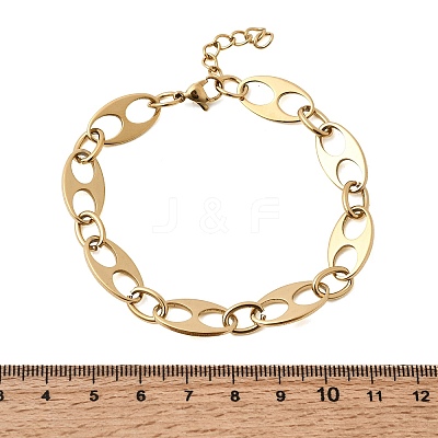 304 Stainless Steel Oval Link Chain Bracelets for Women Men BJEW-L720-03G-1
