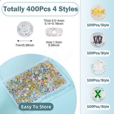 400Pcs 4 Styles Transparent Acrylic Beads TACR-TA0001-64-1
